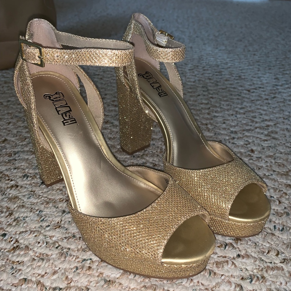 Gold platform heels